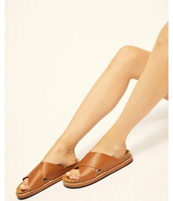 Free People Sidelines Gray Footbed Sandals - Grey - 7