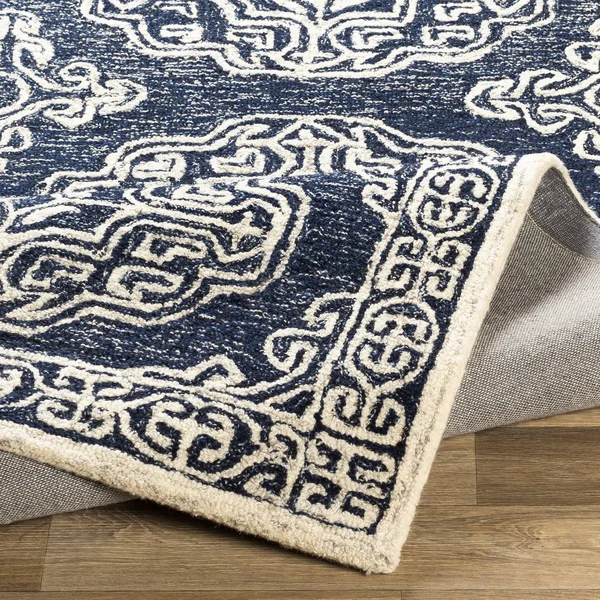 Traditional BHS-0082036 Tufted Wool Navy Medallion Rug - 8' x 10'
