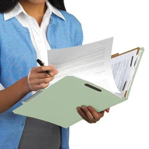 Smead 100% Recycled Pressboard Classification Folders, 3 Dividers, Legal size, Gray-Green, 10/Box