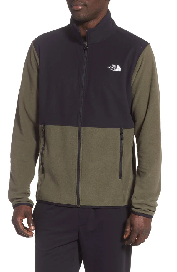 The North Face Men's TKA Glacier Full Zip Jacket - XXL - New Taupe Green, TNF Black