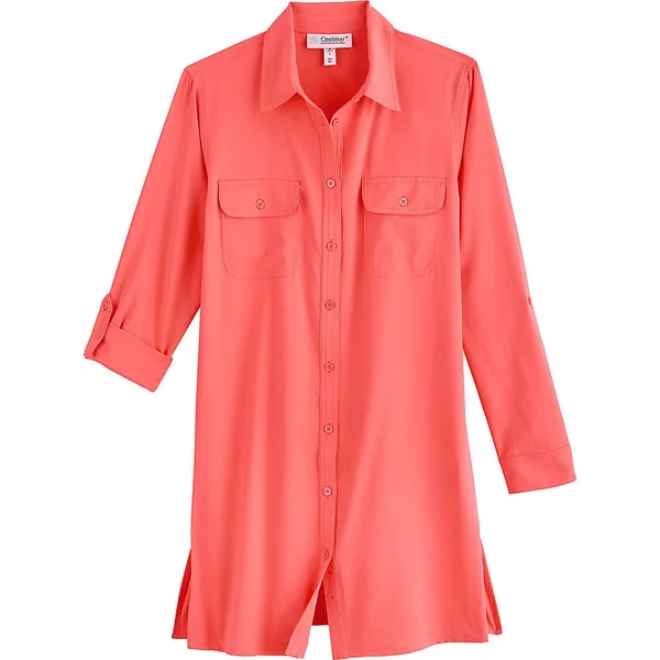 Coolibar Women's Tunic Shirt - UPF Protection Shirts for Women, Orange, XX-Small