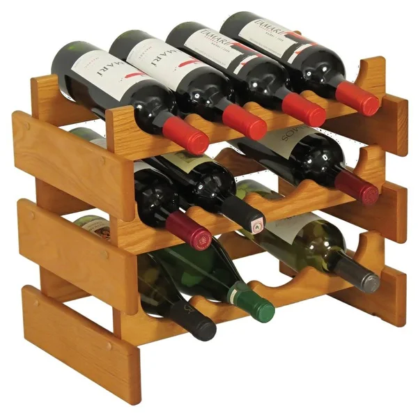 Wooden Mallet 12 Bottle Dakota Wine Rack Medium Oak