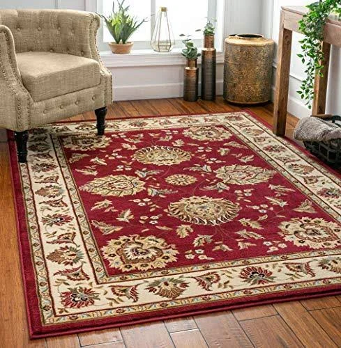 Sultan Sarouk Grey Oriental Area Rug Persian Floral Formal Traditional Area Rug 7& x 9& Easy Clean Stain Fade Resistant Shed Fre