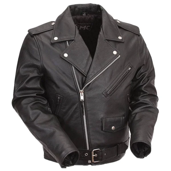 Superstar - Men's Leather Motorcycle Jacket 6XL, Black