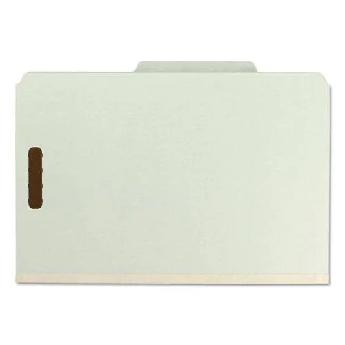 Smead 100% Recycled Pressboard Classification Folders, 3 Dividers, Legal size, Gray-Green, 10/Box