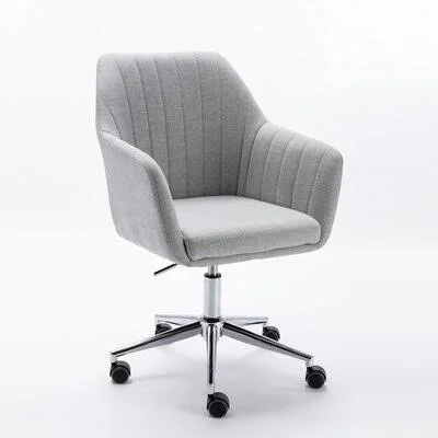 Home Office Desk Task Linen Home Computer Chair with Mid-Back Modern Adjustable Swivel Chair with Arms Everly Quinn Upholstery C