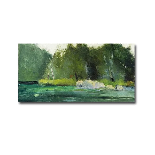 PerfectPillows Lily Pond & Dark Woods by Martha Wakefield Premium Gallery-Wrapped Canvas Giclee Art - Ready-to-Hang, 12 x 24