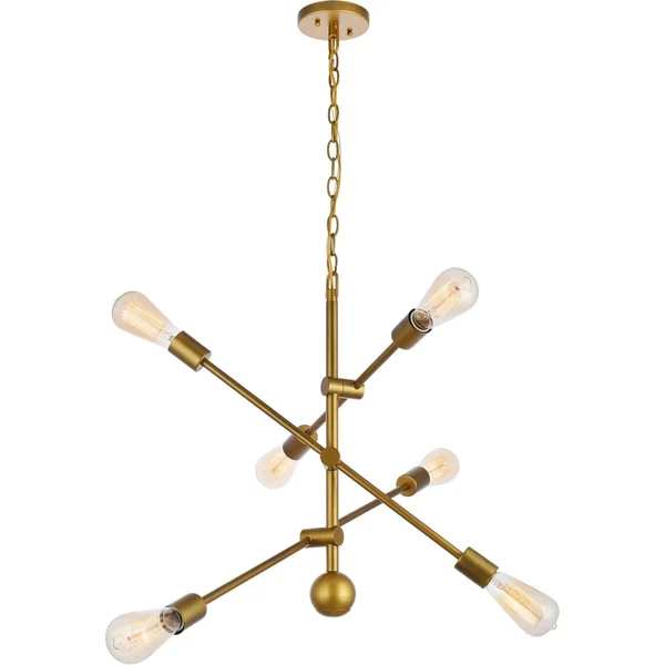Elegant LD8008D29BR Axel 6 Lights Brass Pendant