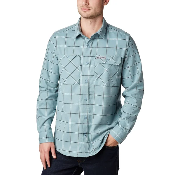 Columbia Men's Outdoor Elements Stretch Flannel - Large - Storm Grid Plaid