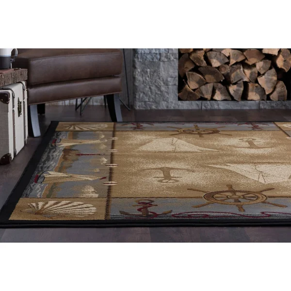 Alise Rugs Natural Lodge Novelty Lodge Area Rug - 3&11 x 5&3, Beige