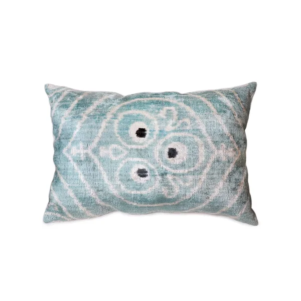 Pasargad Silk Velvet Ikat Pillow - White