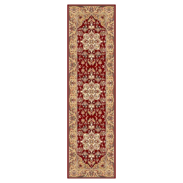 Kas Cambridge 7326 Kashan Medallion 2&2x22 x 7&11x22 Runner Red, Beige Area Rug