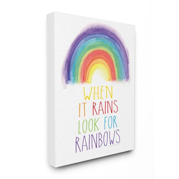The Kids Room by Stupell Look for Rainbows Canvas Wall Art by Ellen Crimi-Trent, Size: 30 x 40
