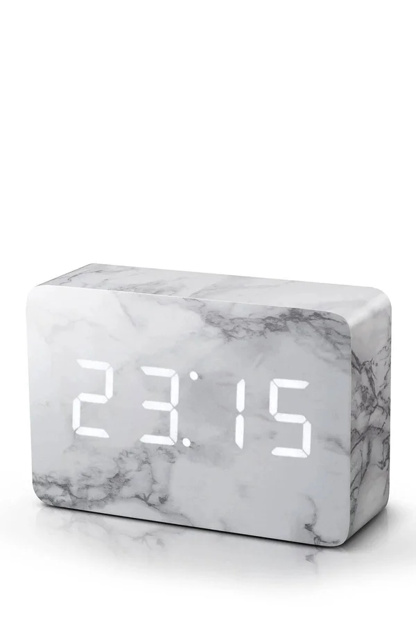Gingko Brick Marble Click Clock - White LED