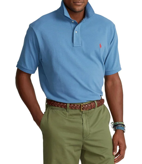 Polo Ralph Lauren Big Tall Classic-Fit Short-Sleeve Cotton Mesh Polo Shirt - Mens, 2XT, Delta Blue