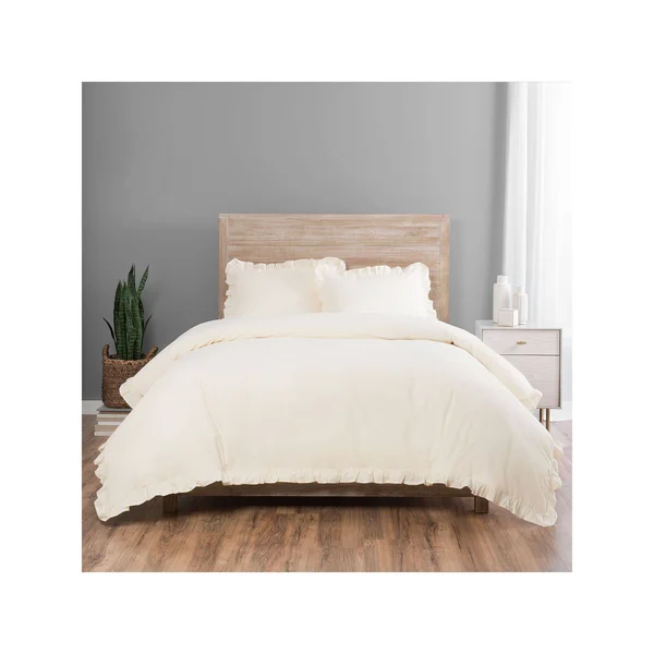Vue Elements Rona 3 Piece Duvet Set (King - Ivory), 90 x 90