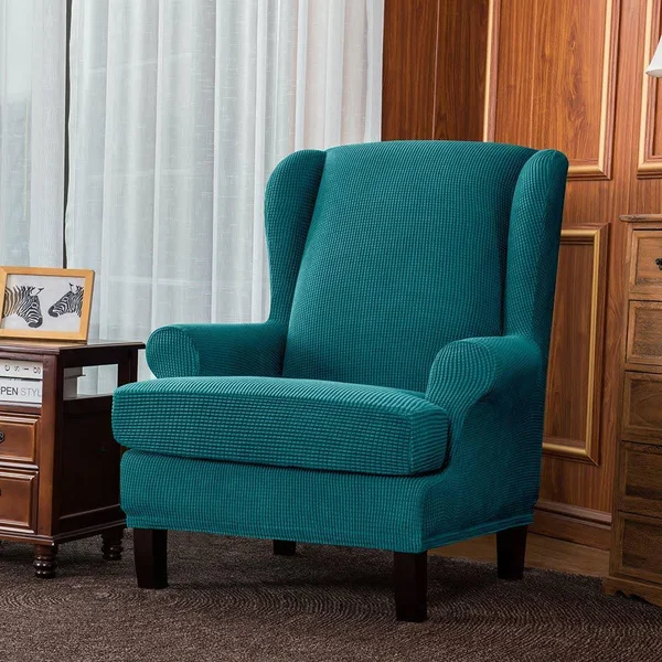 Bridie Wingback Chair Slipcover - Subrtex Standard - Orange Plaid