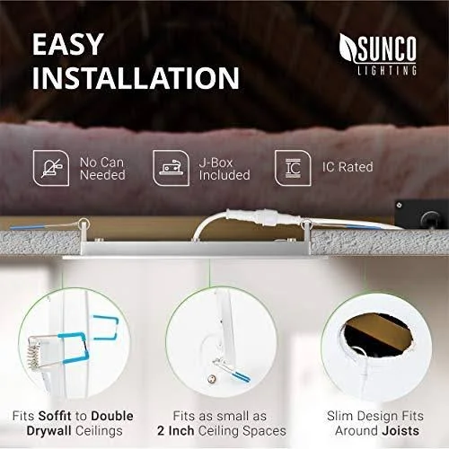 Sunco Lighting 6 Pack 4 inch Slim LED Downlight with Junction Box - 10W\x3d60W, 650