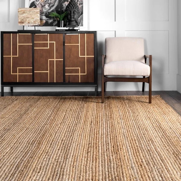 nuLOOM Rigo Chunky Loop Jute Black 5 ft. x 8 ft. Area Rug
