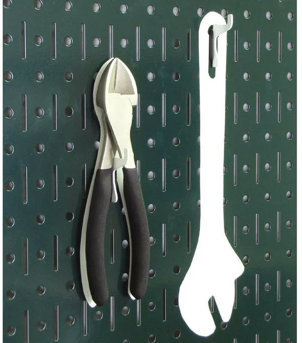 Wall Control 4 Feet Metal Pegboard Standard Tool Storage Kit - Green Toolboard (White)