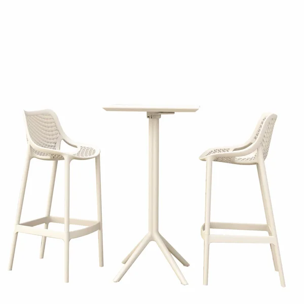 Siesta ISP1162S-WHI Sky Air Square Bar Set with 2 Barstools White