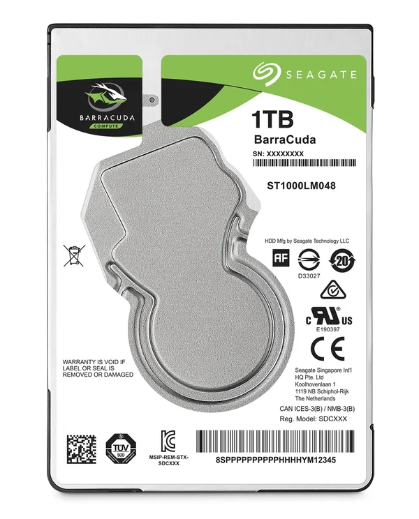 Seagate Guardian BarraCuda 1 TB Internal HDD - 2.5x22 - ST1000LM048 - SATA 6Gb/s - 5 - 400 rpm