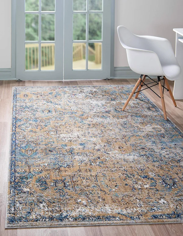 Unique Loom Assisi Augustus Rug (5& x 8& - Light Blue)
