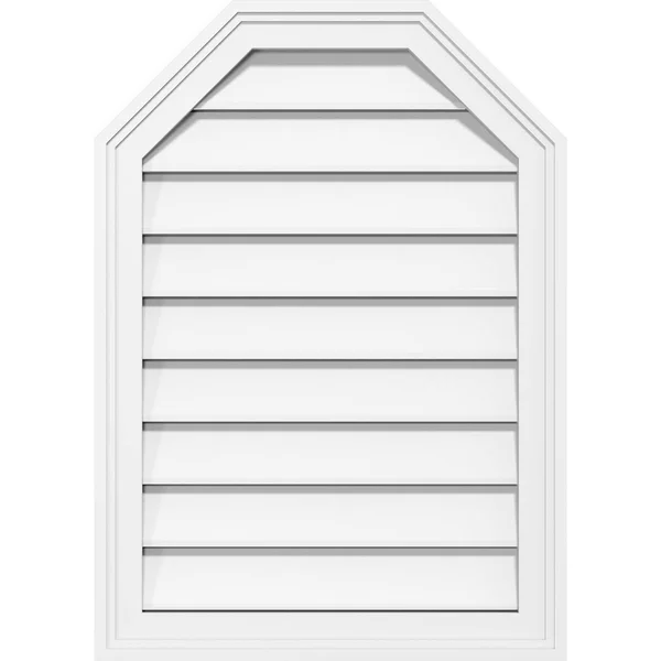 Ekena Millwork GVPOT38X2802SF 38x22W x 28x22H Octagonal Top Surface Mount PVC Gable Vent: Functional - w/ 2x22W x 1-1/2x22P Brick