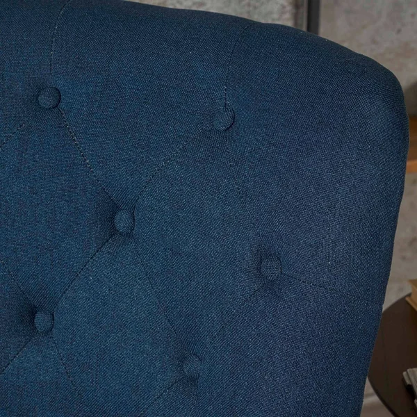 36x22 Blue and Brown Hand Crafted Contemporary Button Tufted Club Chair