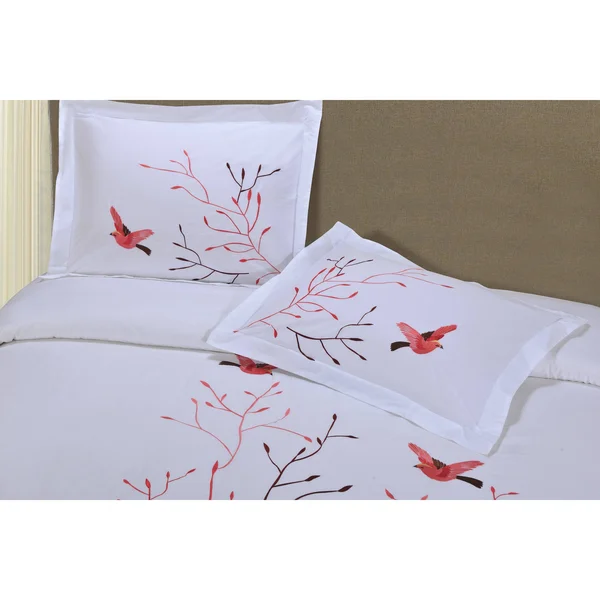 Superior Swallow 3-piece Embroidered Cotton Duvet Cover Set, King/California King - Brown