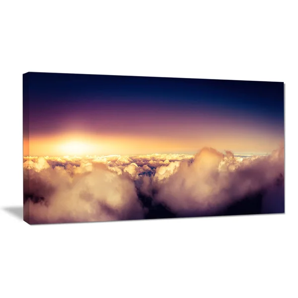 Design Art Blue Sky Over Clouds Panorama Landscape Wall Art Canvas Print - 40X20x22