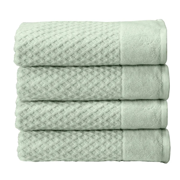 Great Bay Home 100% Cotton Textured 4 Pack Bath Towel Set Pale Green