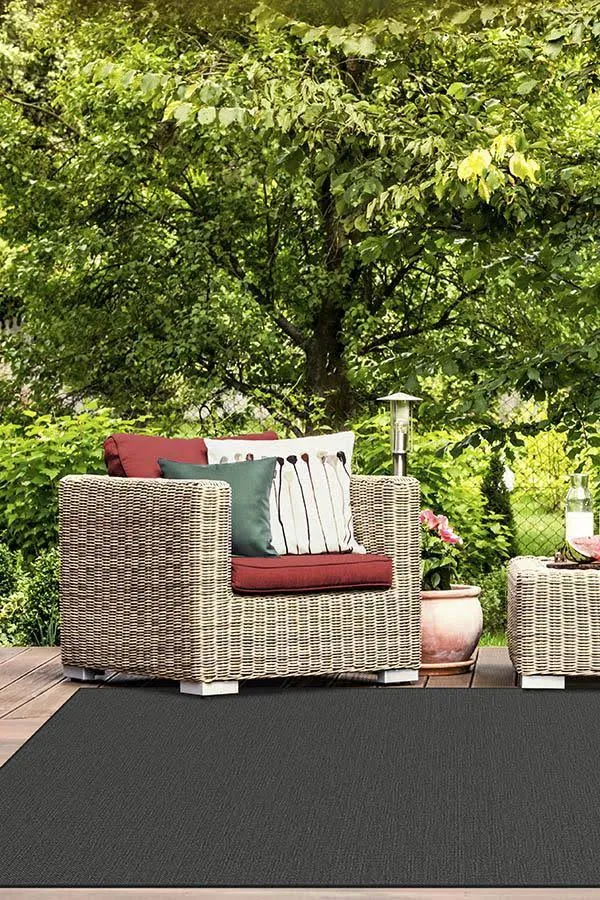 2.5&x10&, Machine Washable Area Rug, Kid & Pet Friendly, Outdoor Rug, Outdoor Denim Solid Black Rug, Ruggable