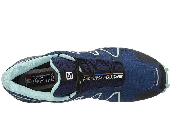 Salomon Women's Speedcross 4 Wide Running Shoes Poseidon, Eggshell Blue, Black 8