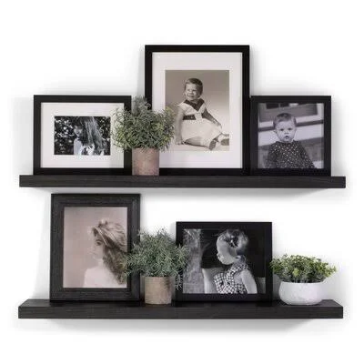 Bridgecliff 2 Piece Poplar Solid Wood Floating Shelf Rosalind Wheeler Size: 1.38x22 H x 36x22 W x 6x22 D - Finish: Midnight