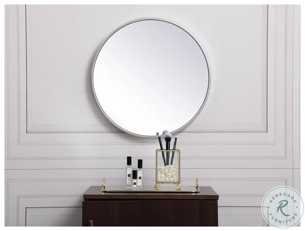 Metal Frame Round Mirror 18 inch in Silver - Elegant Lighting MR4818S