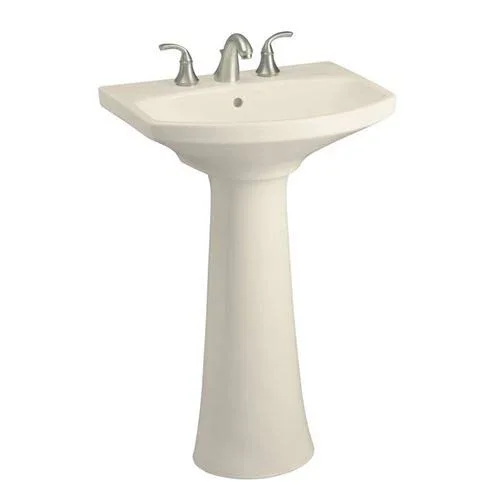 KOHLER K-2362-8-47 Cimarron Pedestal Bathroom Sink with 8 In. Widespread Faucet Holes - Almond