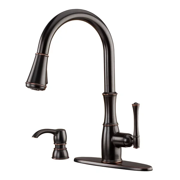 Pfister Wheaton 1-Handle Pull-Down Kitchen Faucet with Soap Dispenser - Tuscan Bronze