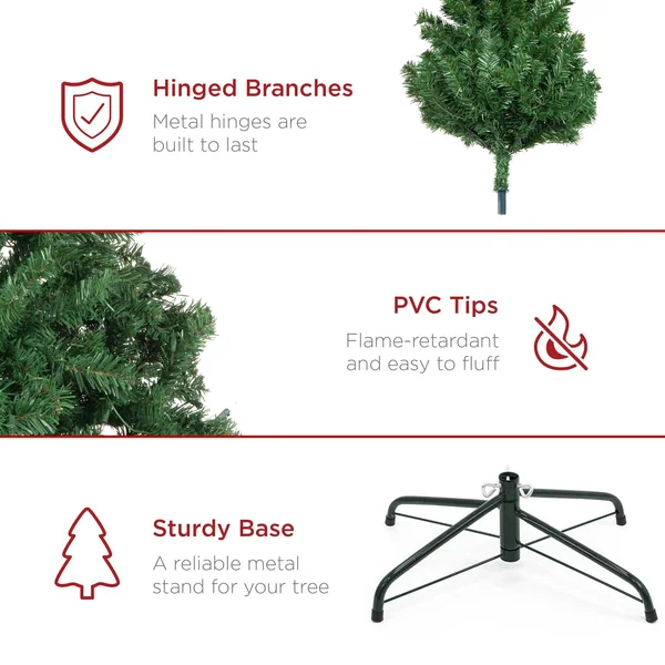 Best Choice Products 6ft Premium Spruce Artificial Christmas Tree w/ Easy ASSEMBLY - Metal Hinges & Foldable Base