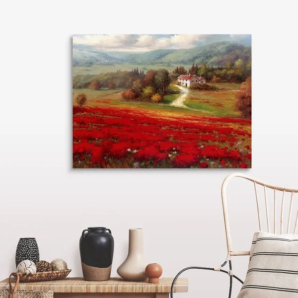 Canvas Wall Art entitled Poppy Fields Afar - 40x30
