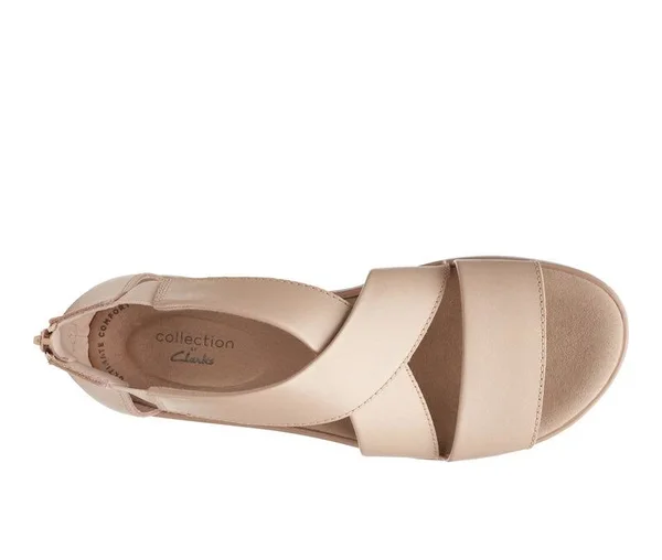 Clarks Women's Jillian Rise Wedge Sandal, Size: 11, Blush Leather