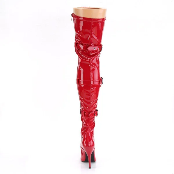 Pleaser SEDUCE-3028 Thigh High Boots - Red 6