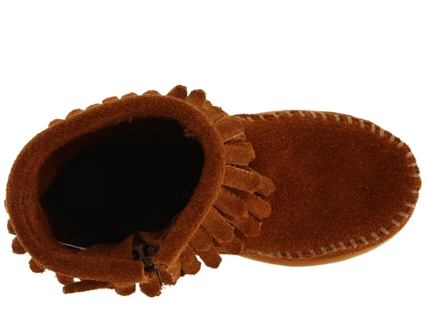 Minnetonka Side Zip Double Fringe - Brown Suede 12
