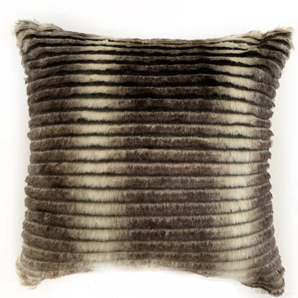 Plutus 20x22 x 26x22 Animal Faux Fur Luxury Throw Pillow in Gray and Taupe