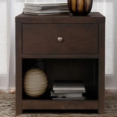 Anudeep 1 - Drawer Solid Wood Nightstand Red Barrel Studio Color: Rich Brown