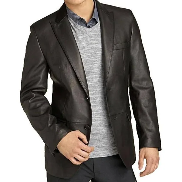 Mens Kilroy Lambskin Leather Blazer - 2XL, Black