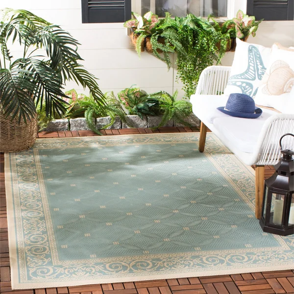 Safavieh Courtyard CY6107-25 5&3x22 x 7&7x22 Aqua, Cream Area Rug