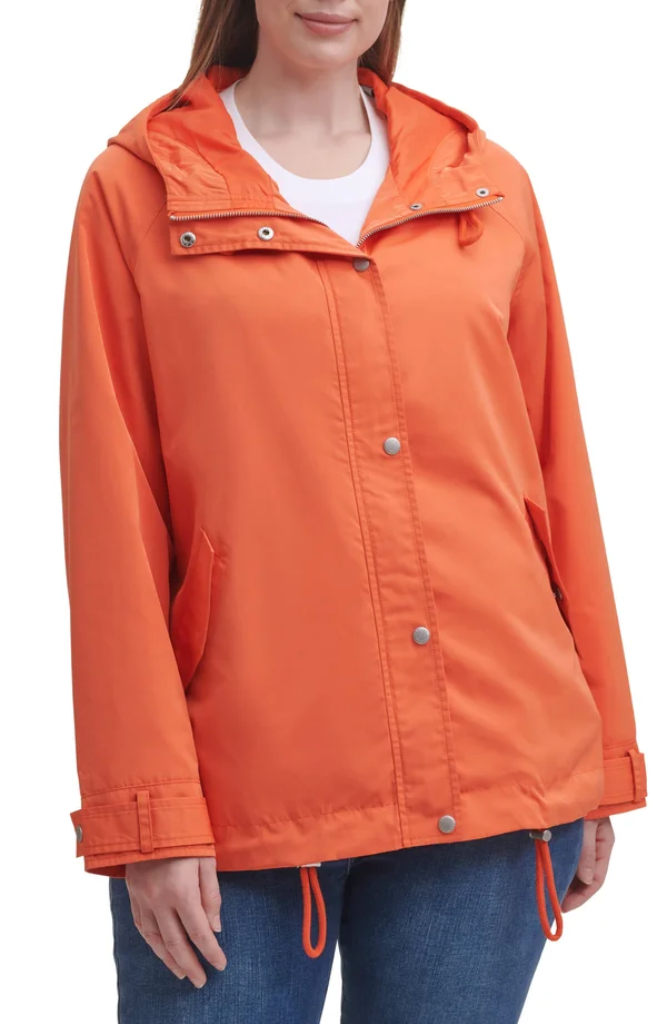 Levi&s Women's Hooded Peached Nylon Zip Front Rain Jacket
