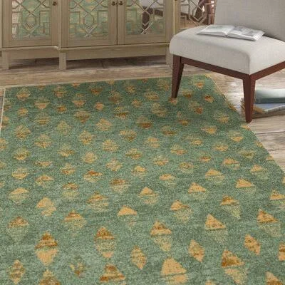 Mease Green/Gold Area Rug Bungalow Rose Rug Size: Rectangle 10& x 14&