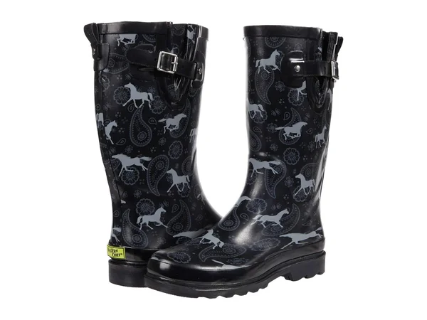 Western Chief Printed Tall Rain Boot Blue Mustang - M, 8